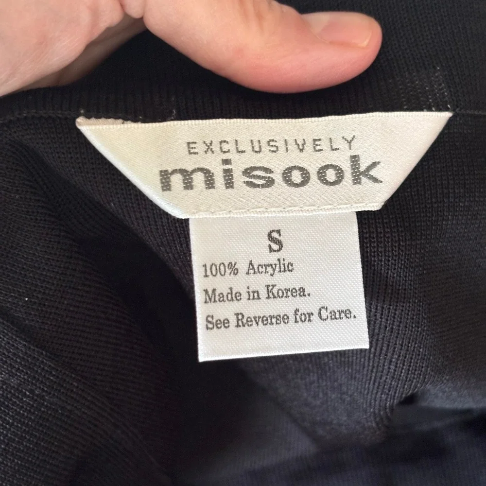 Misook Knit Pencil Skirt Small Black Slinky Liquid Quiet Luxury Minimal Acrylic